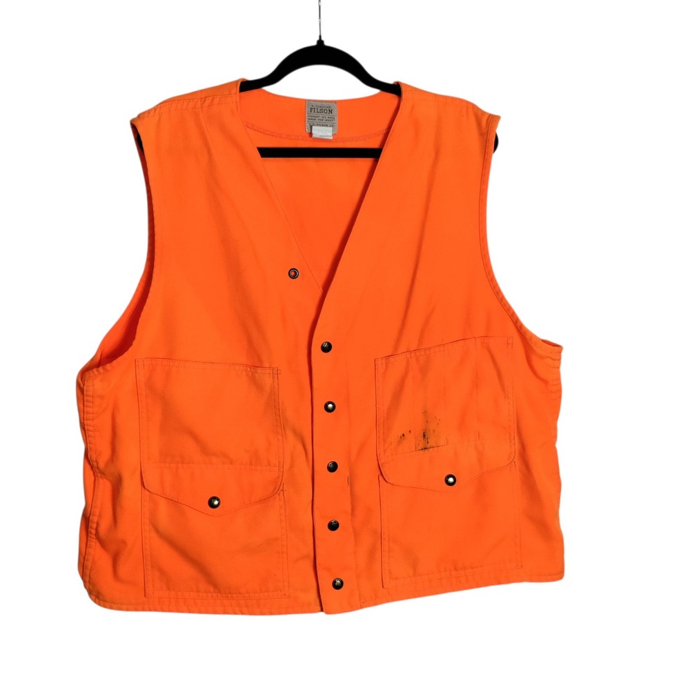 Filson Ten-Mile Blaze Orange Hunting Vest Style 12 Mens Size 48 Made in USA